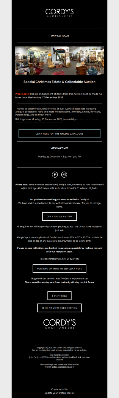 Special Christmas Estate & Collectable Auction