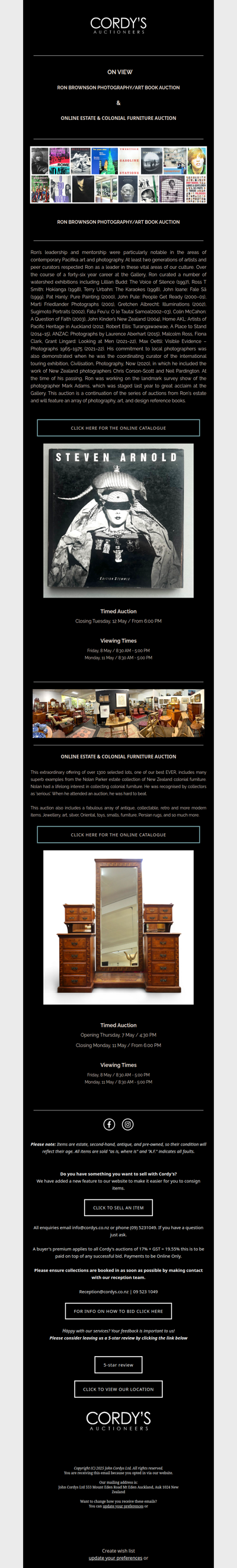Ron Brownson photography/art book & Online Estate & Colonial Furniture Auction