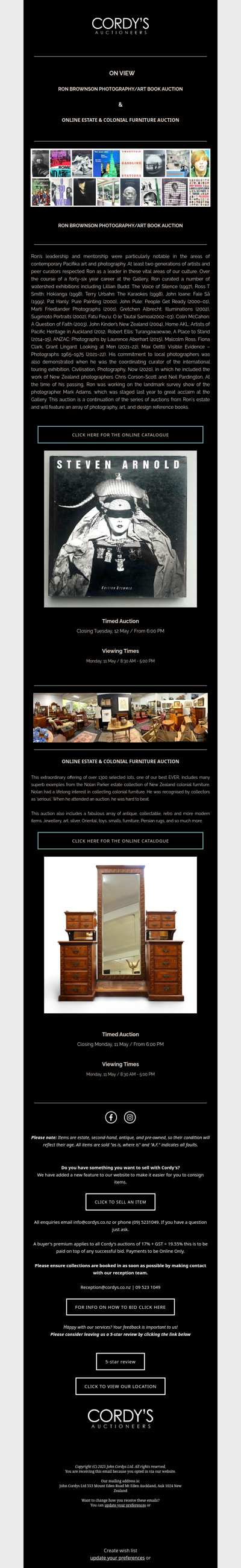 Ron Brownson photography/art book & Online Estate & Colonial Furniture Auction