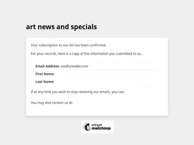 art news and specials: Subscription Confirmed