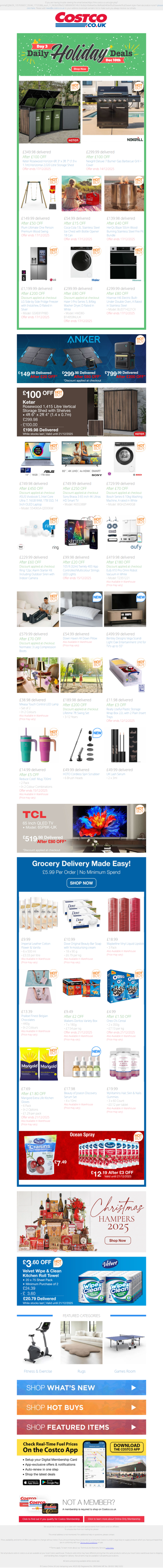 Daily Holiday Deals Continue…£100 OFF Keter 6ft 3