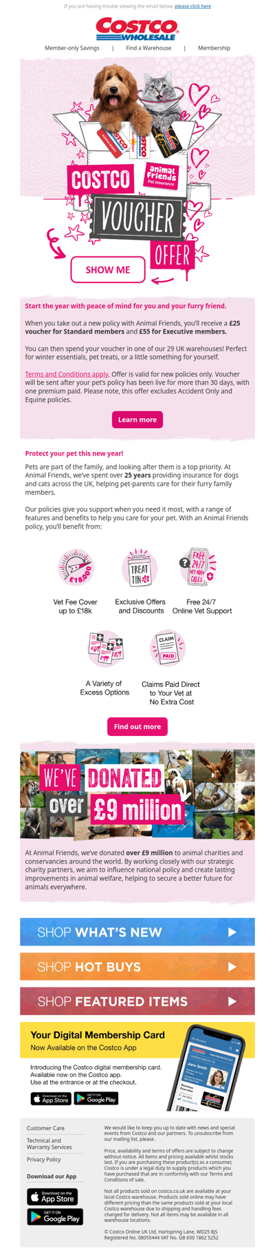 Insure your dog or cat with Animal Friends and enjoy a Costco voucher!