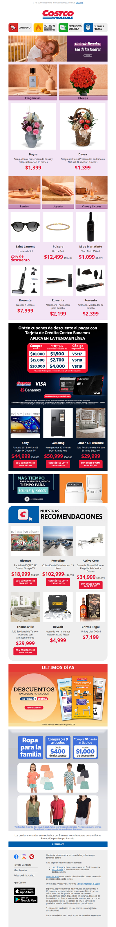 Compra el Regalo de Mamá con hasta $4,000 de Descuento Pagando con TDC Costco 💝