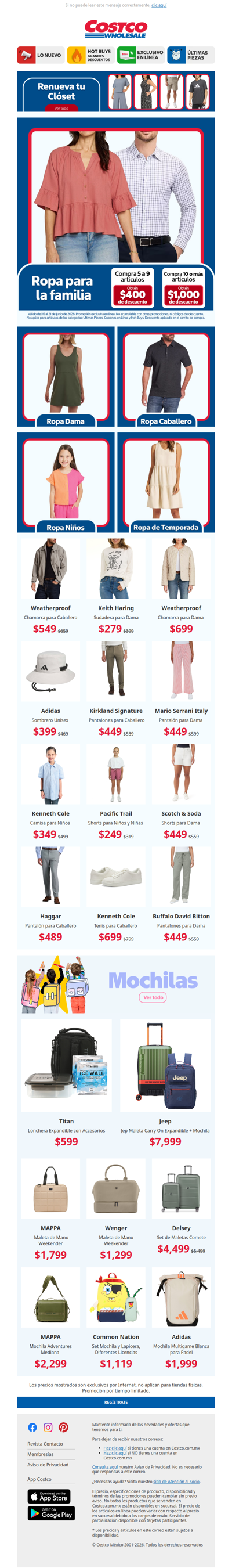 Ropa para la Familia con hasta $1,000 de Descuento