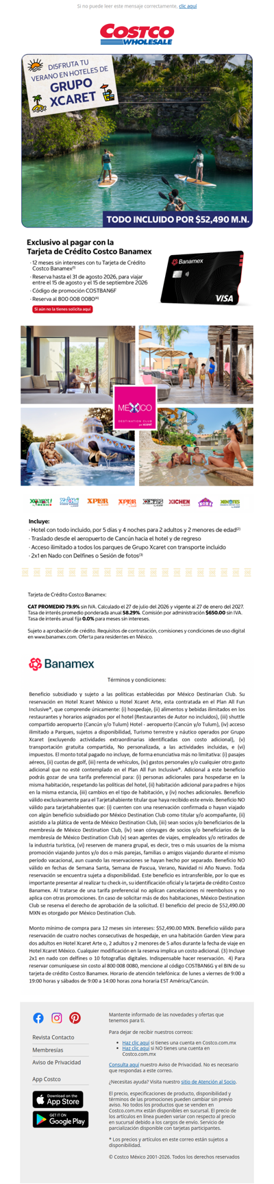 Todo incluido con Tarjeta de Crédito Costco Banamex