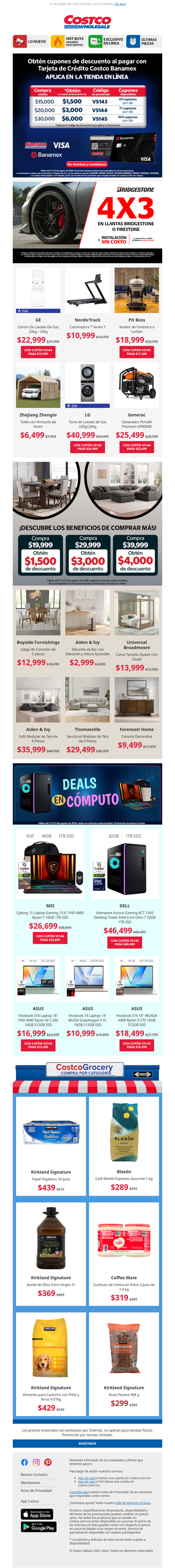 Cupones de Descuento en Toda la Tienda en Línea con tu TDC Costco