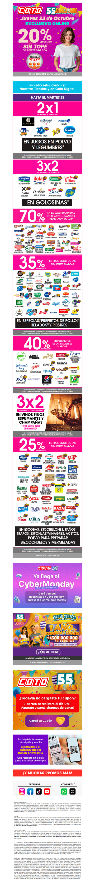 Jueves de Fiesta 🥳 2x1, 3x2 y mucho más!