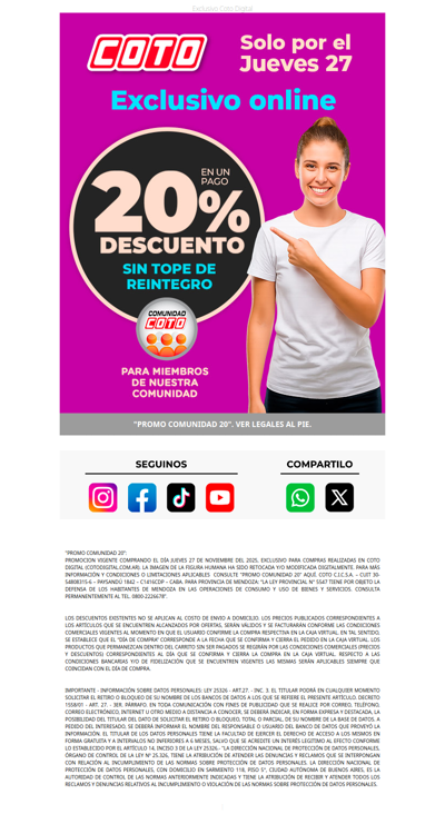 Este Jueves 💻 20% OFF Sin Tope