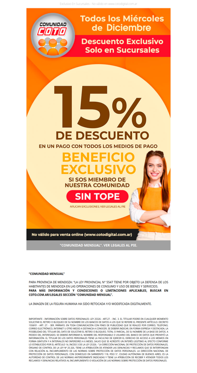 Miércoles 🛒 15% Comunidad Sin Tope