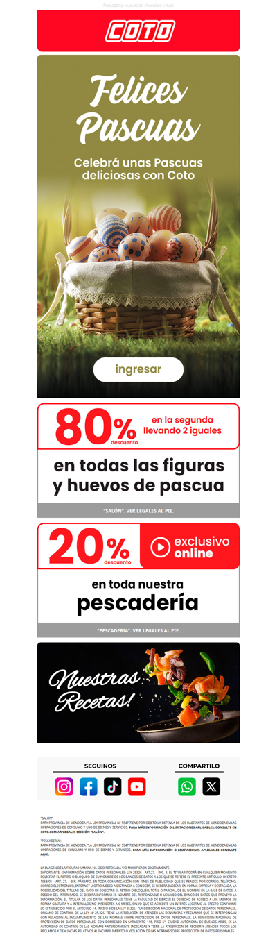 Celebrá unas Pascuas deliciosas 🐇🥚🐟