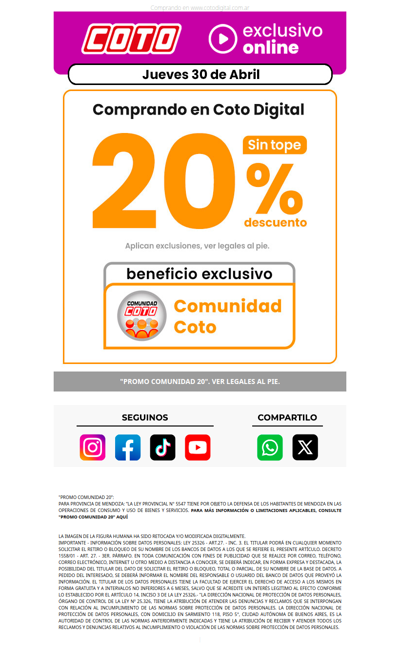 Jueves Especial 😲 20% Sin Tope Online