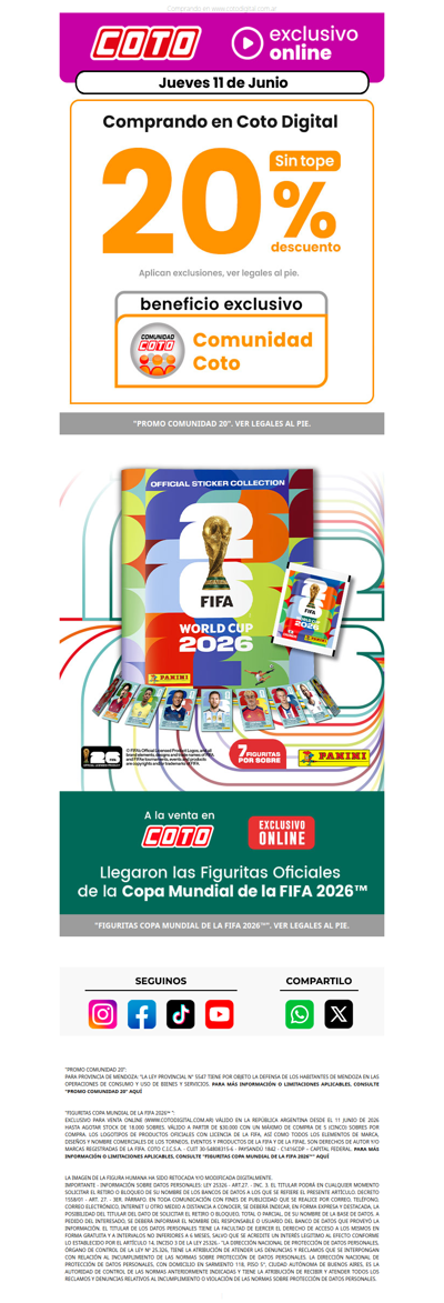 Jueves: 20% OFF 🟢 ¡Vuelven las figus! 🏆⚽