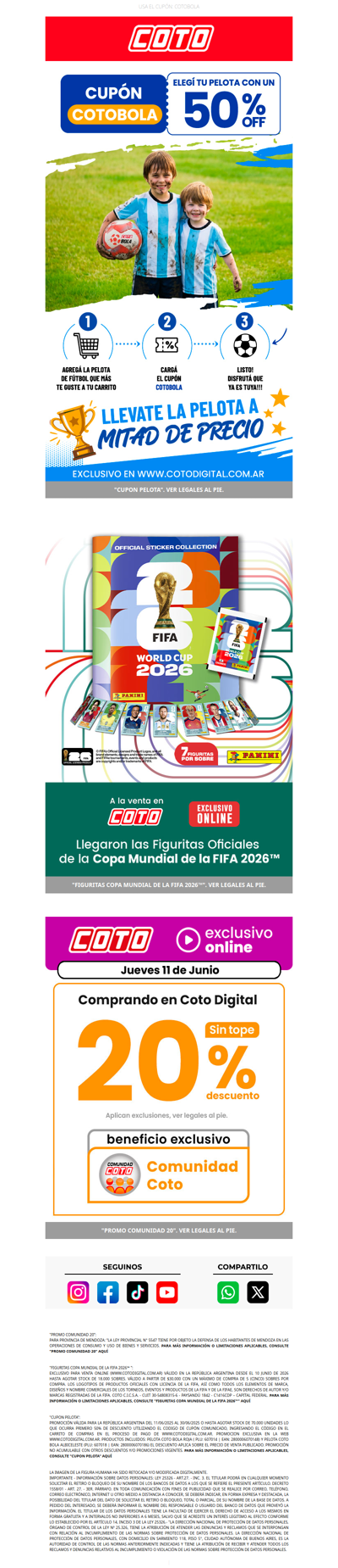 ⚽ Pelota con 50% OFF + 20% OFF en Coto Digital