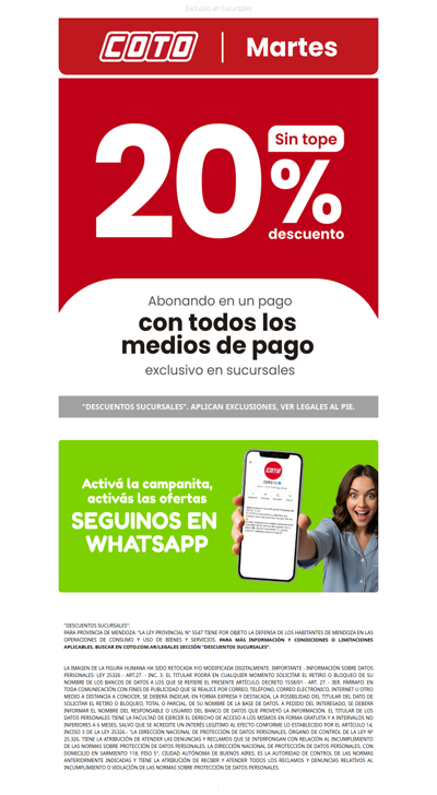 🛒 El Martes tu compra rinde más: 20% OFF Sin Tope