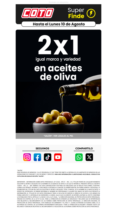 ¡Esto es para vos! 😲 2x1 en Aceites de Oliva 🌿