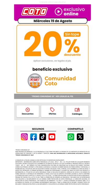 Miércoles: Descuento fugaz ☄️ 20% Sin Tope