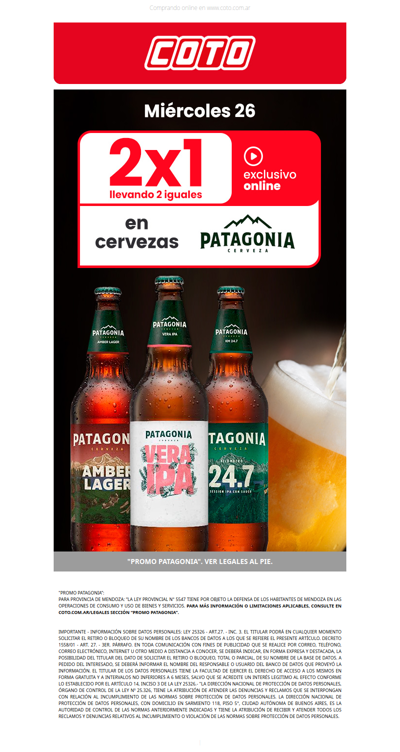 2x1 en Cervezas Patagonia 🍻 ¡Solo por HOY!