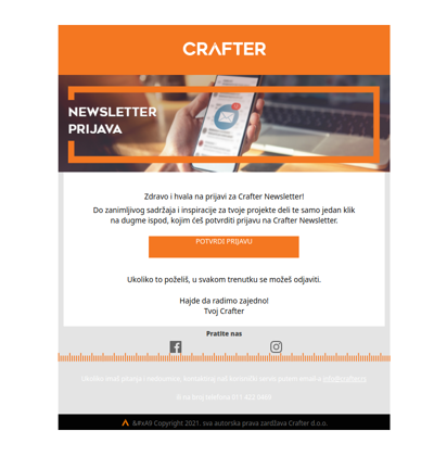 Prijava za Crafter e-shop newsletter