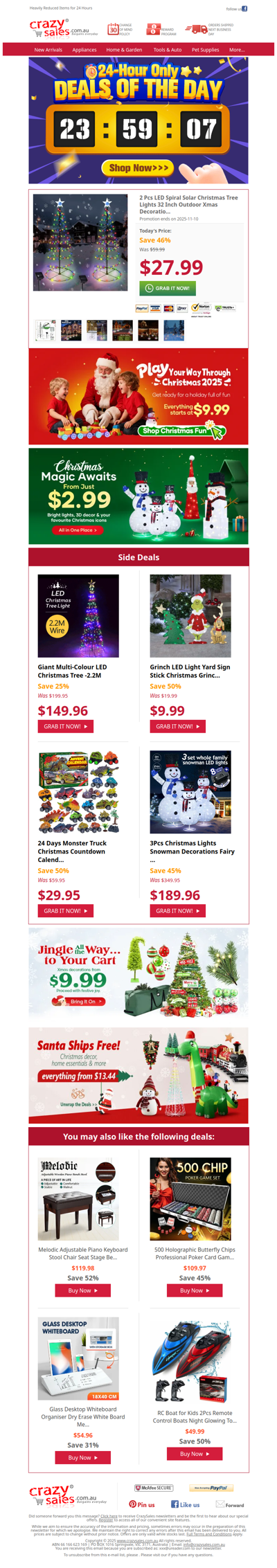 Light Up the Night — LED Spiral Christmas Trees for $27.99