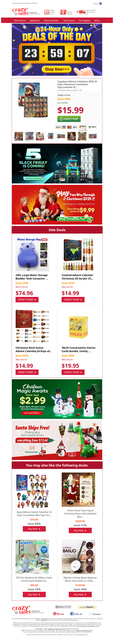 Cutest Countdown Ever: Capybara Advent Calendar $15.99