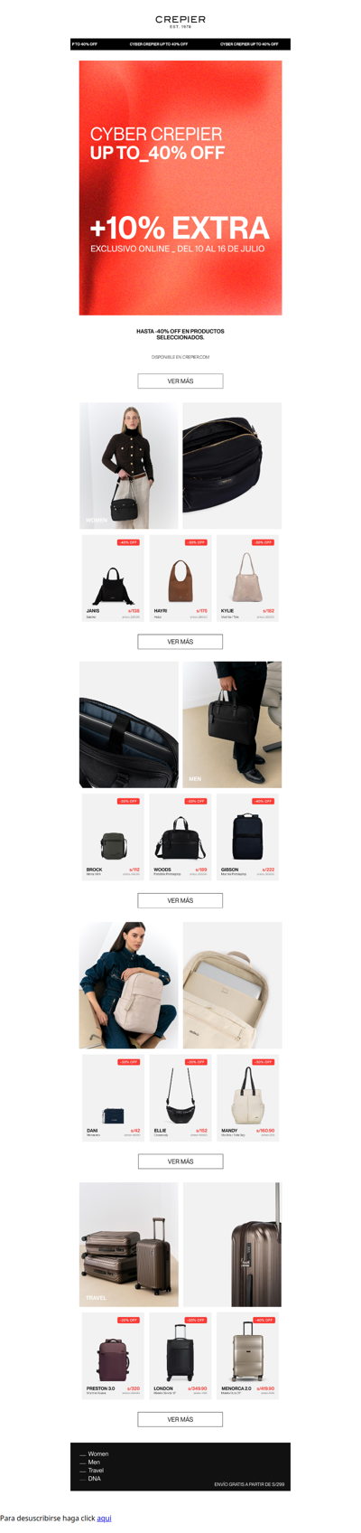 CYBER CREPIER | Tus favoritos de temporada hasta con 40% OFF