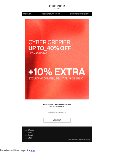 Últimas horas del Cyber Crepier | Hasta 40% OFF