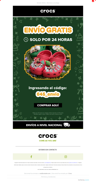 ¡Envío GRATIS por 24 horas! 🚛 Solo en CROCS 🥰