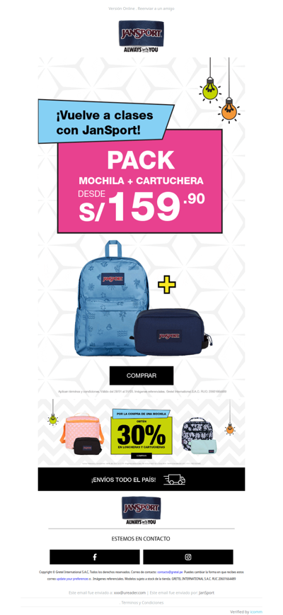 Mochila + cartuchera DESDE s/159.90 🎒 ¡Para el regreso a clases!