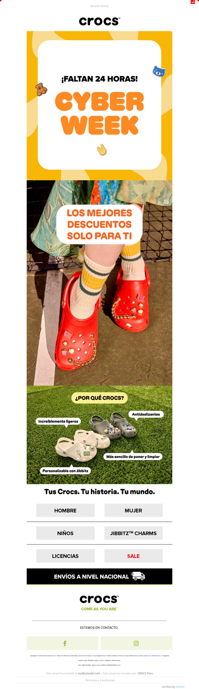 🚨  En 24 horas llega el Cyber Week de CROCS... ¿Te lo vas a perder? 📢