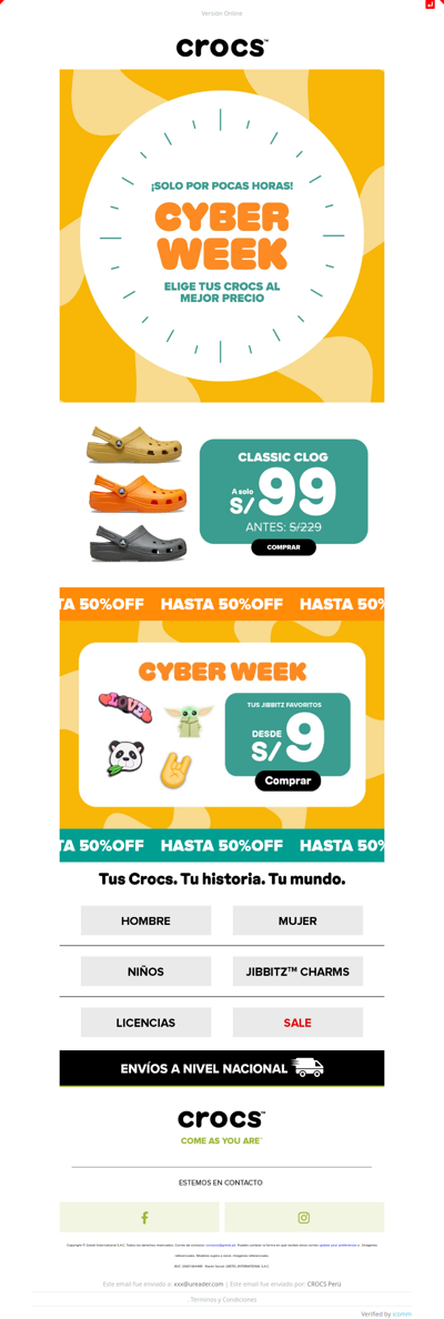 😱 ¡Classic Clog a S/99 solo por Cyber Week!