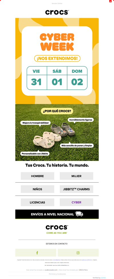 🛍️ ¡Fin de Semana de Descuentos! Cyber Crocs EXTENDIDO