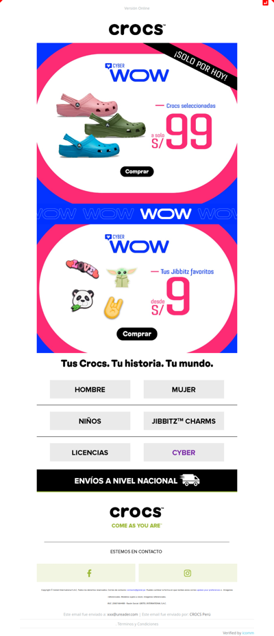 🐊 ¡BOMBA CROCS! Solo por hoy a S/99 😱