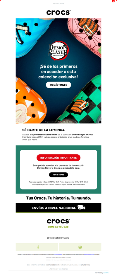 🔥 CROCS x Demon Slayer llega en preventa exclusiva ⚔️