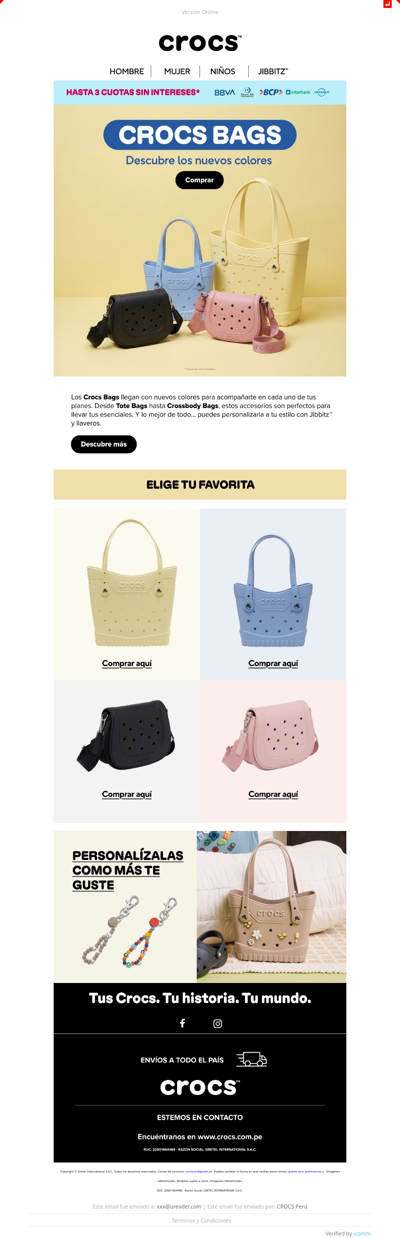 Nuevos colores en tus Crocs Bags 🌈