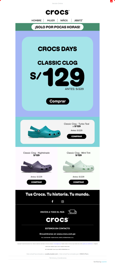 ¡BOMBA NOCTURNA! Classic Clog a S/129 😱