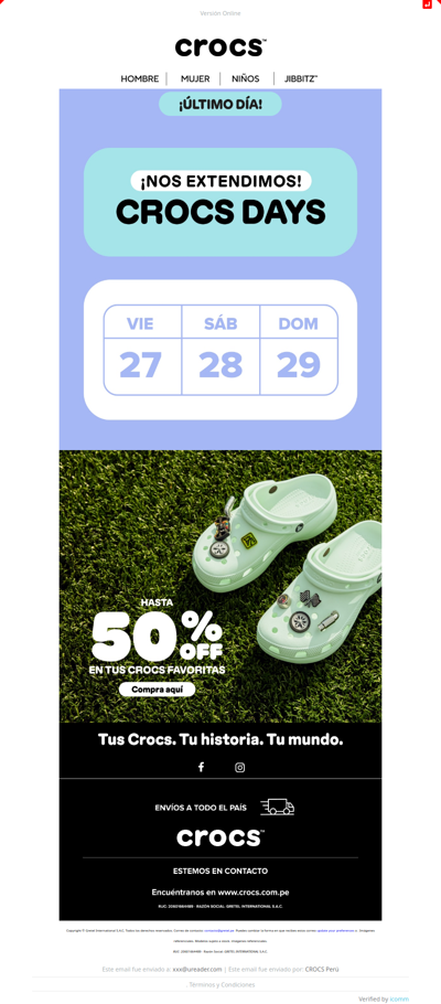 🎉 ¡Nos extendimos! Crocs Days continúan