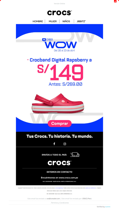 ÚLTIMO DÍA 🚨 Crocband a S/149