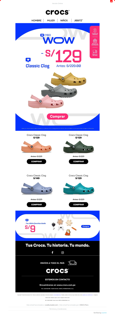 Classic Crocs desde S/129 🔥