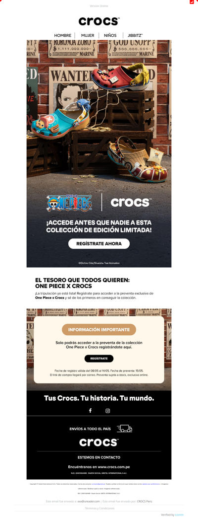 One Piece x Crocs: Preventa VIP ⚓