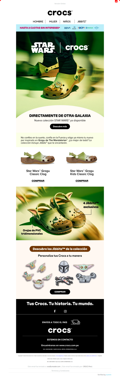 Star Wars™: Llegó Grogu a Crocs 🛸