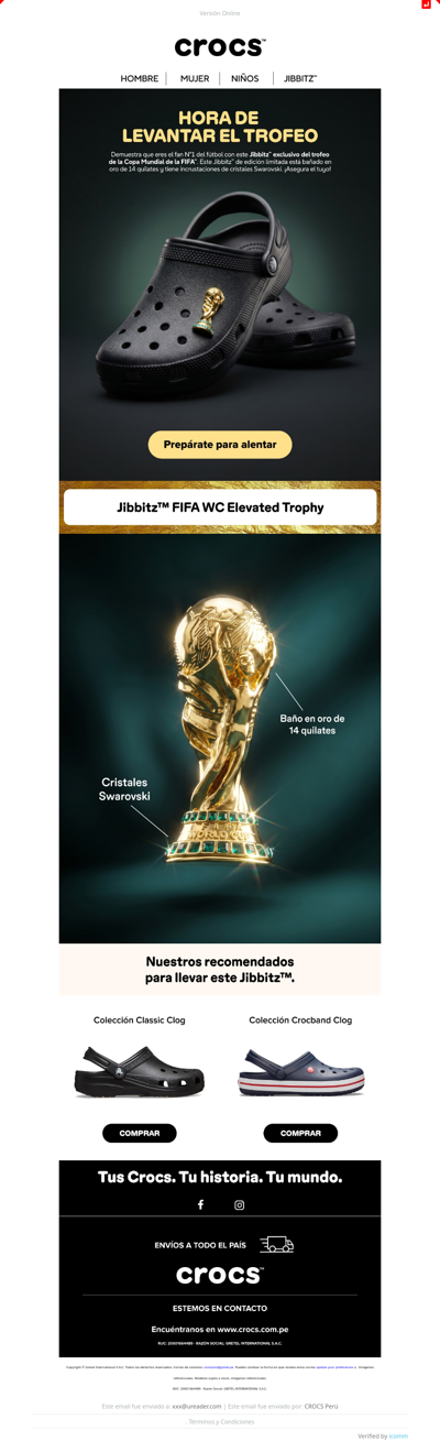 El trofeo de la FIFA™ en tus Crocs