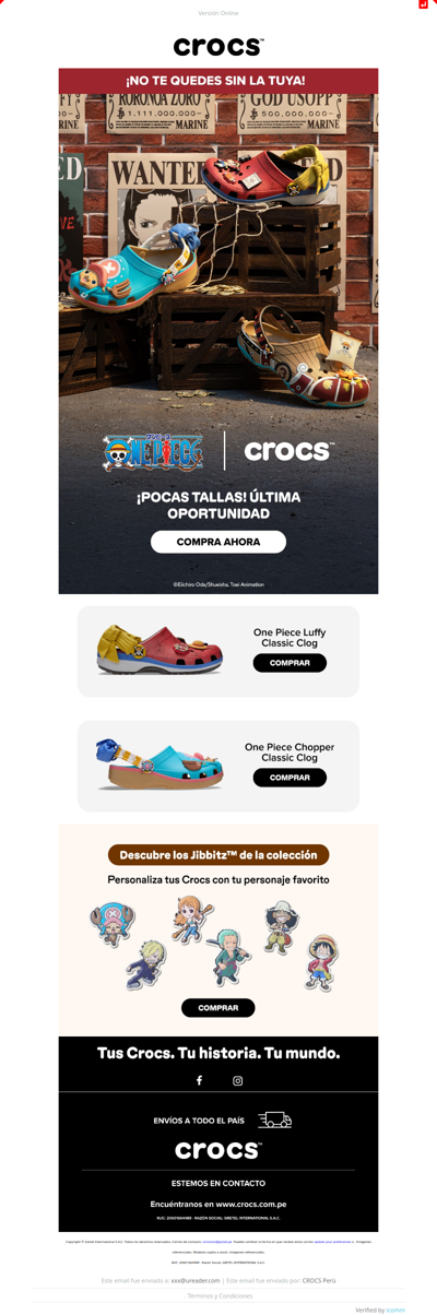 One Piece x Crocs ¡Última oportunidad!