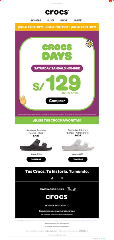 ¡Solo por hoy! Sandals a S/ 129