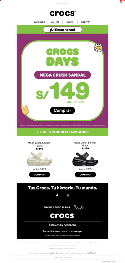 Mega Crush Sandal a S/ 149 ⚡