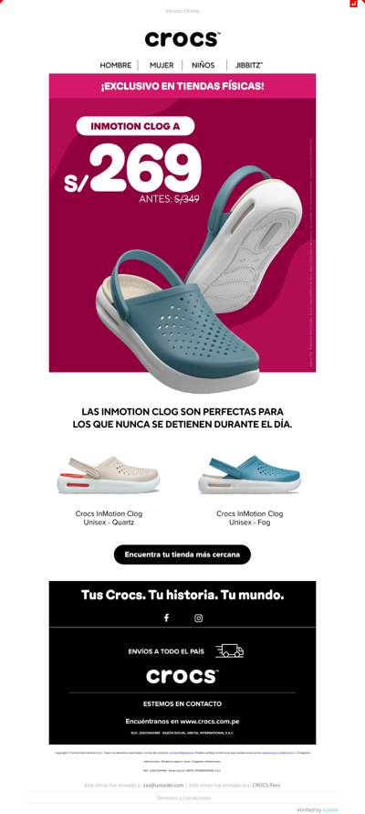 Solo en tiendas: InMotion Clog a 269