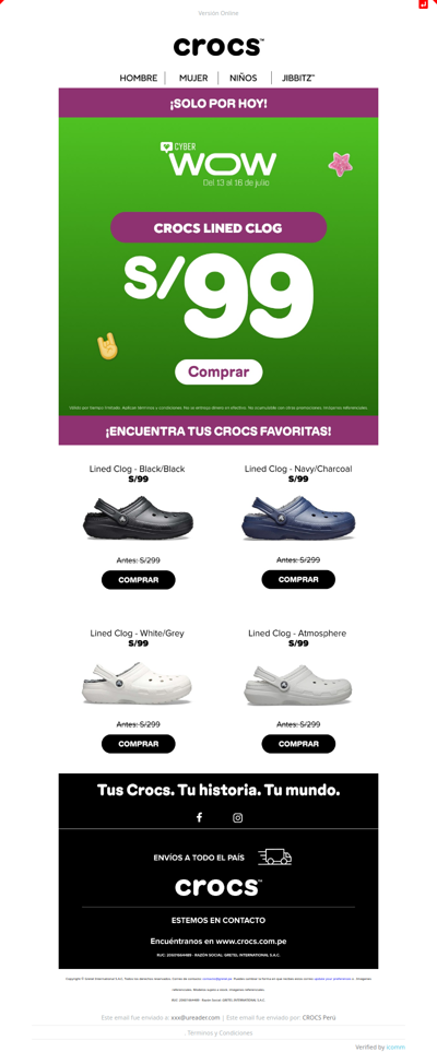 ¡Solo por hoy! Lined Clog S/ 99