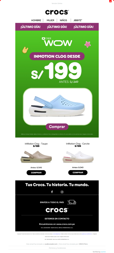 Las Crocs InMotion bajaron a S/199