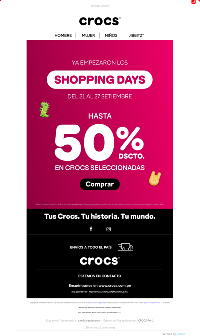 Hasta 50% OFF en tus Crocs favoritas