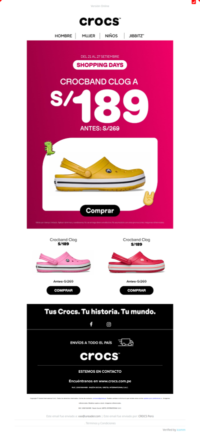 ¡No te quedes sin tu Crocband a S/189!