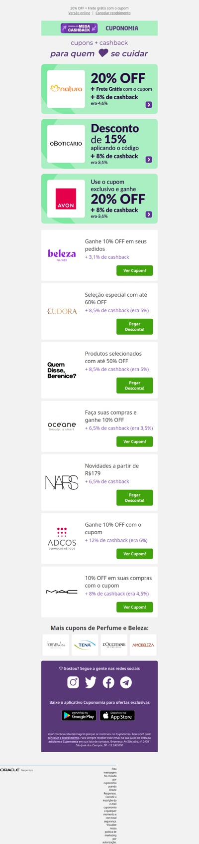 Semana do Mega Cashback: Aproveite até 12% de cashback em itens de beleza 💜